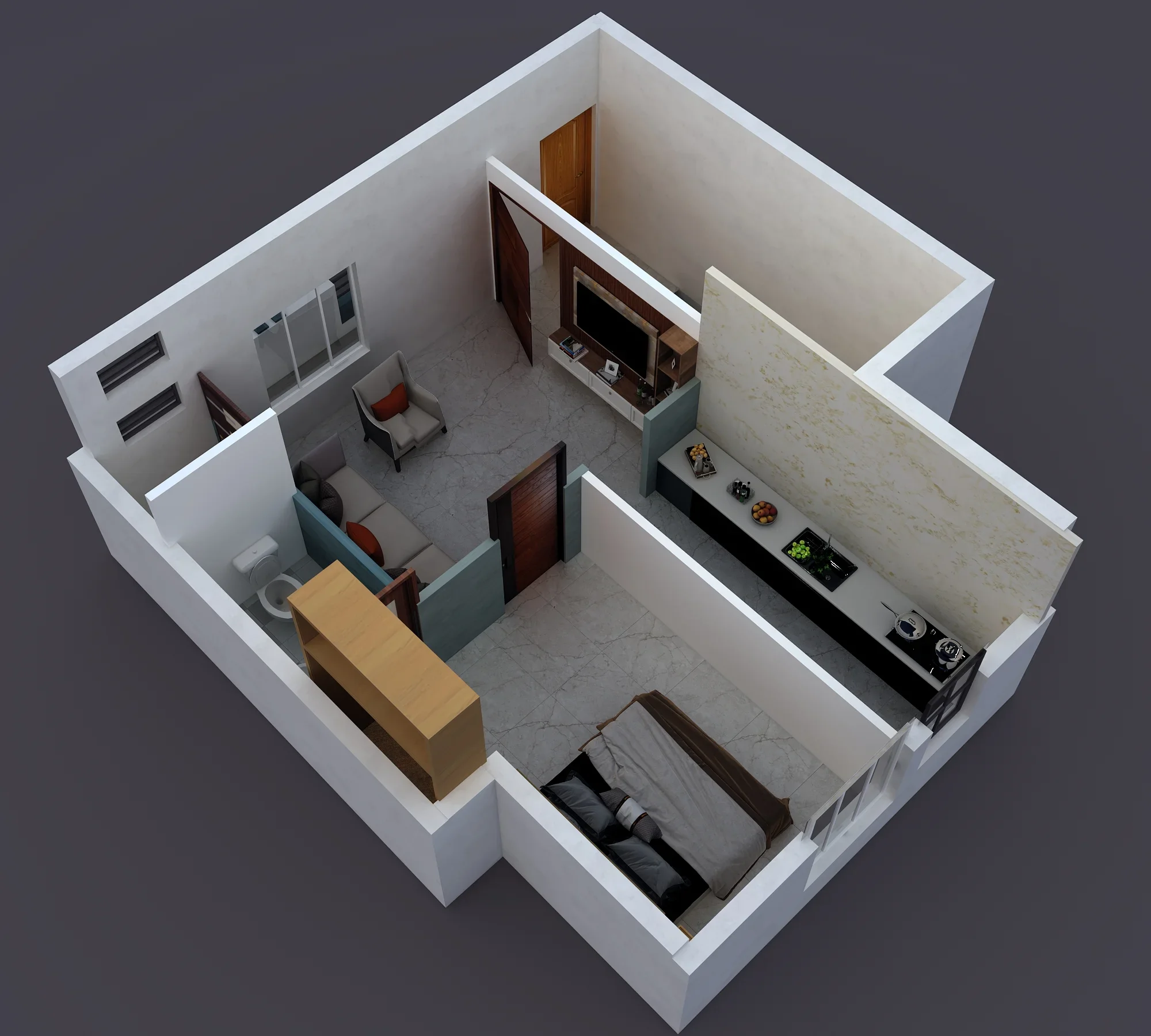 Residential Building - 1 BHK 3 Floor