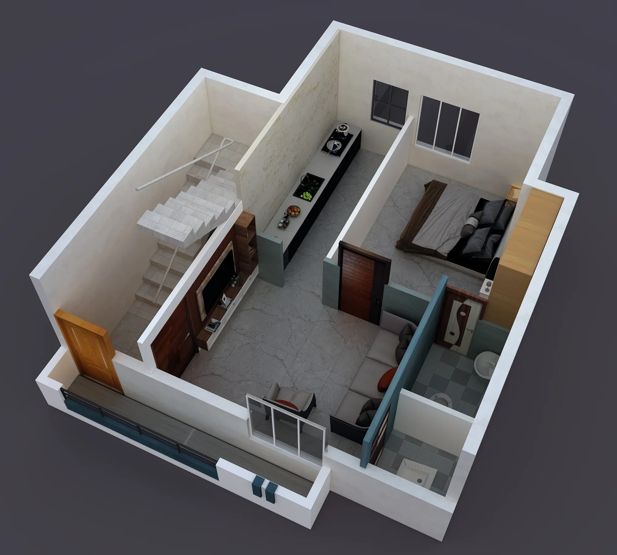 Residential Building - 1 BHK 3 Floor